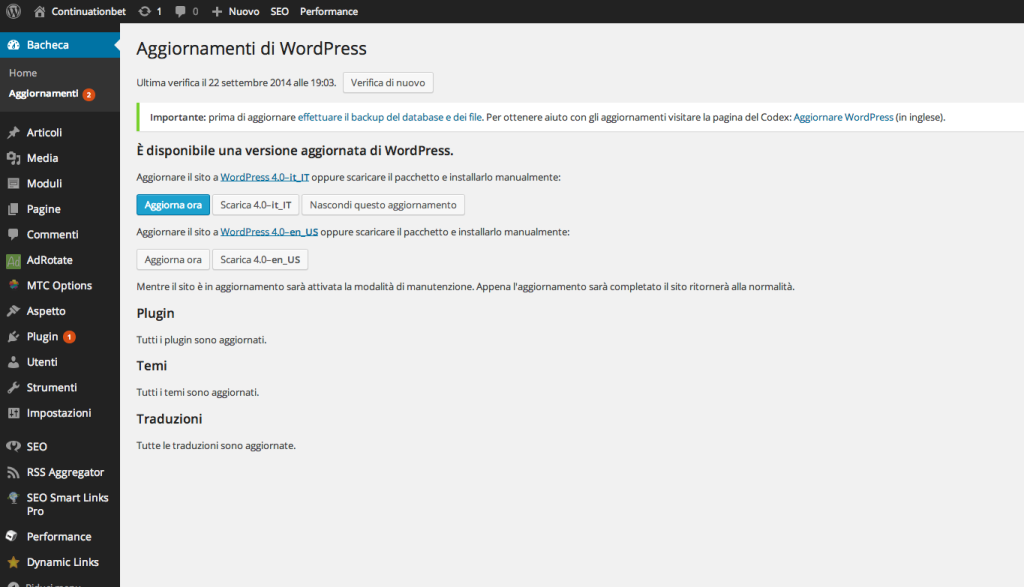 Aggiornare wordpress automaticamente